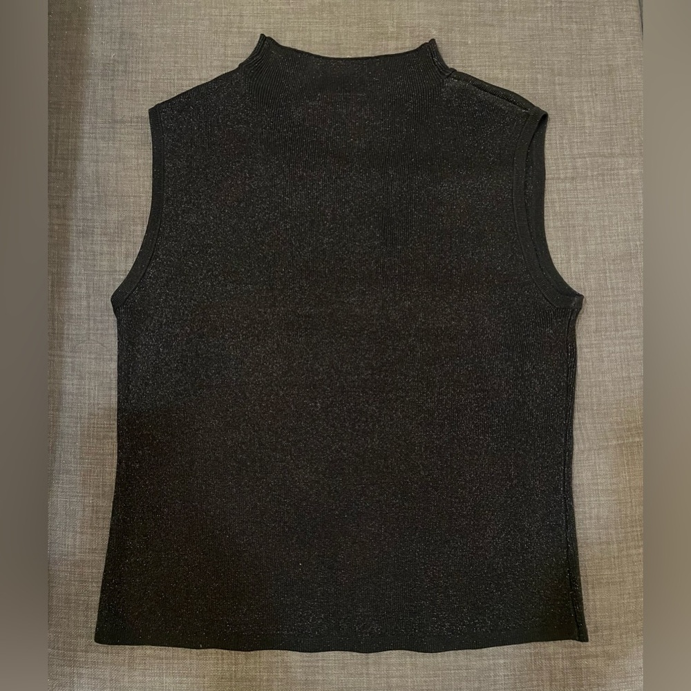 Coldwater Creek Women's Black Silk Blend Sleeveless Turtleneck Sweater Vest Sz M